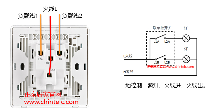 單控開關接線圖-二聯單控開關 單控開關接線圖-二聯單控開關